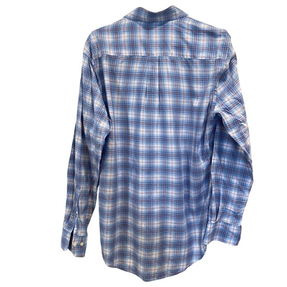 Peter Millar Button Up Long Sleeve Shirt Mens Medium Blue‎ Plaid 100% Cotton EUC - Picture 5 of 6